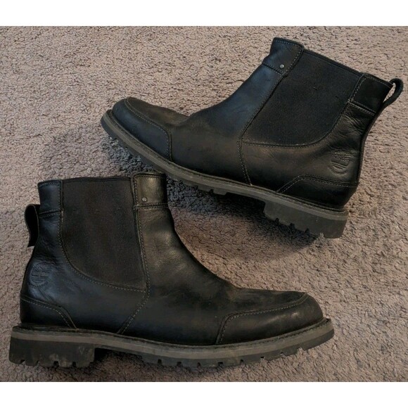 Timberland Chestnut Ridge Black Leather Waterproof Chelsea Boots 5536A Men's 8.5 - Picture 1 of 8